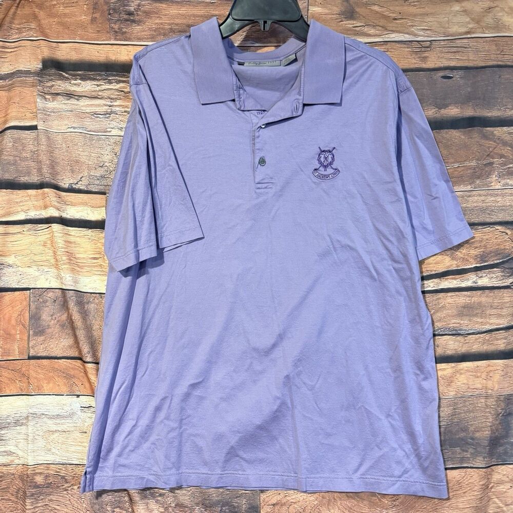 Bobby Jones 1927 Men L Golf Polo Shirt Purple St Andrews Links Cotton Italy SS